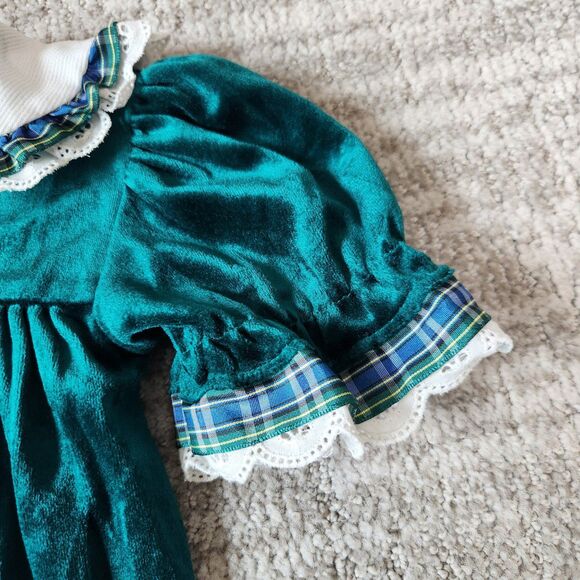 Good Lads vintage holiday special occasion velvet green dress size 18 months - Picture 10 of 12